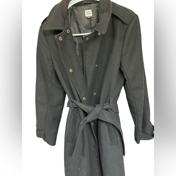 Black Belted Wool Trench Coat - Picture 2 of 7